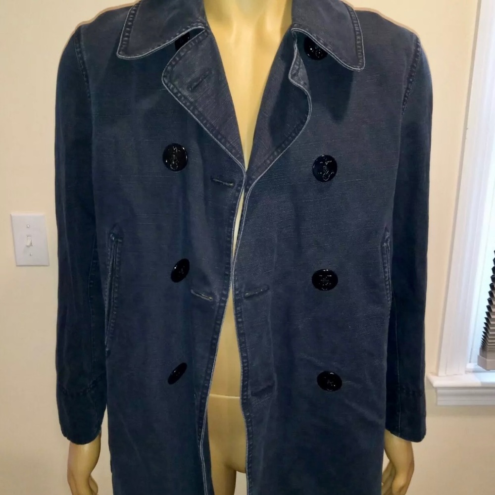 Polo Ralph Lauren Dark Blue Double Breasted Naval Military Denim Peacoat Jacket.
